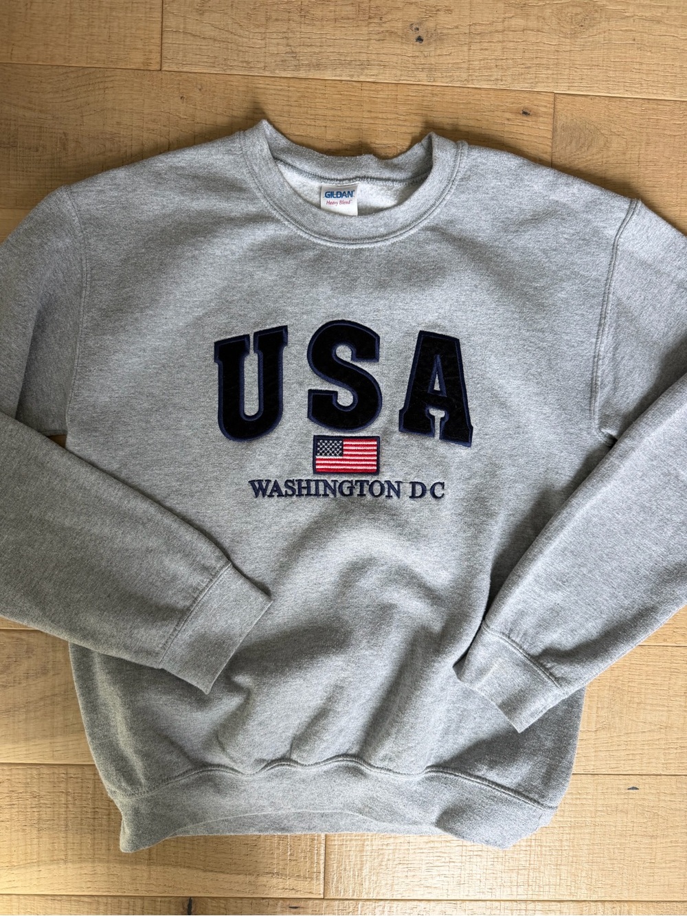 Gildan Gray USA Washington DC Embroidered Crewneck Sweatshirt